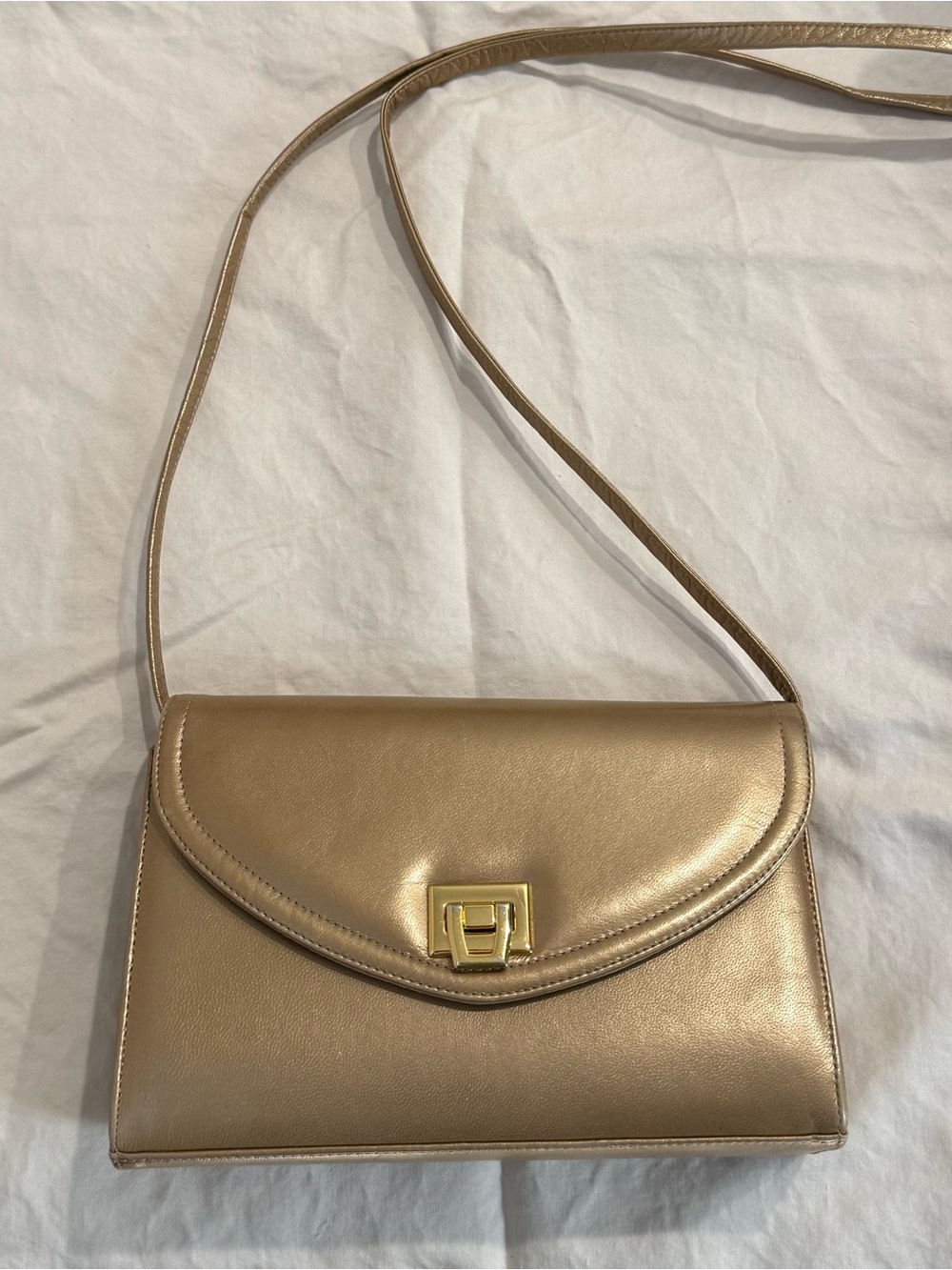 Vintage Frenchy of California Gold Leather Crossbody Bag – Made in USA